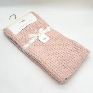 Snug Pink Waffle Knit Chenille Plush Baby Blanket NEW